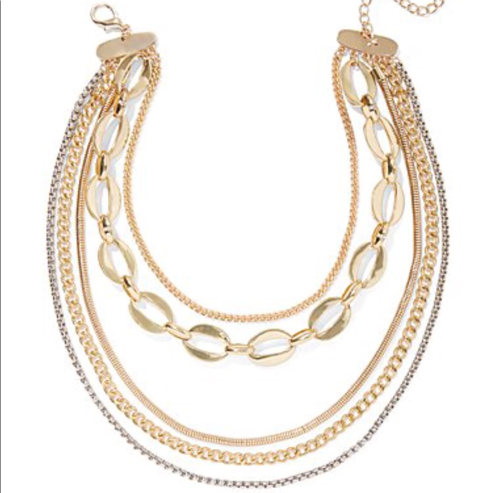❗️NEW❗️ 5 row silver/gold chain necklace - Picture 3 of 3